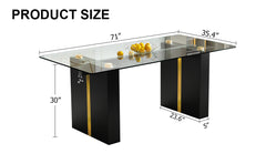 Modern Rectangular Glass Dining Table for 6-8 people - Black Legs