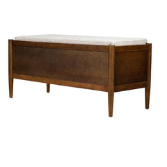 Arcadia Accent Bench with Storage and Upholstered Cushion - Walnut Brown