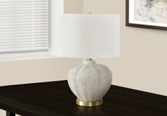 Table Lamp 21"H, Ivory / Cream Shade, Cream Resin, Transitional