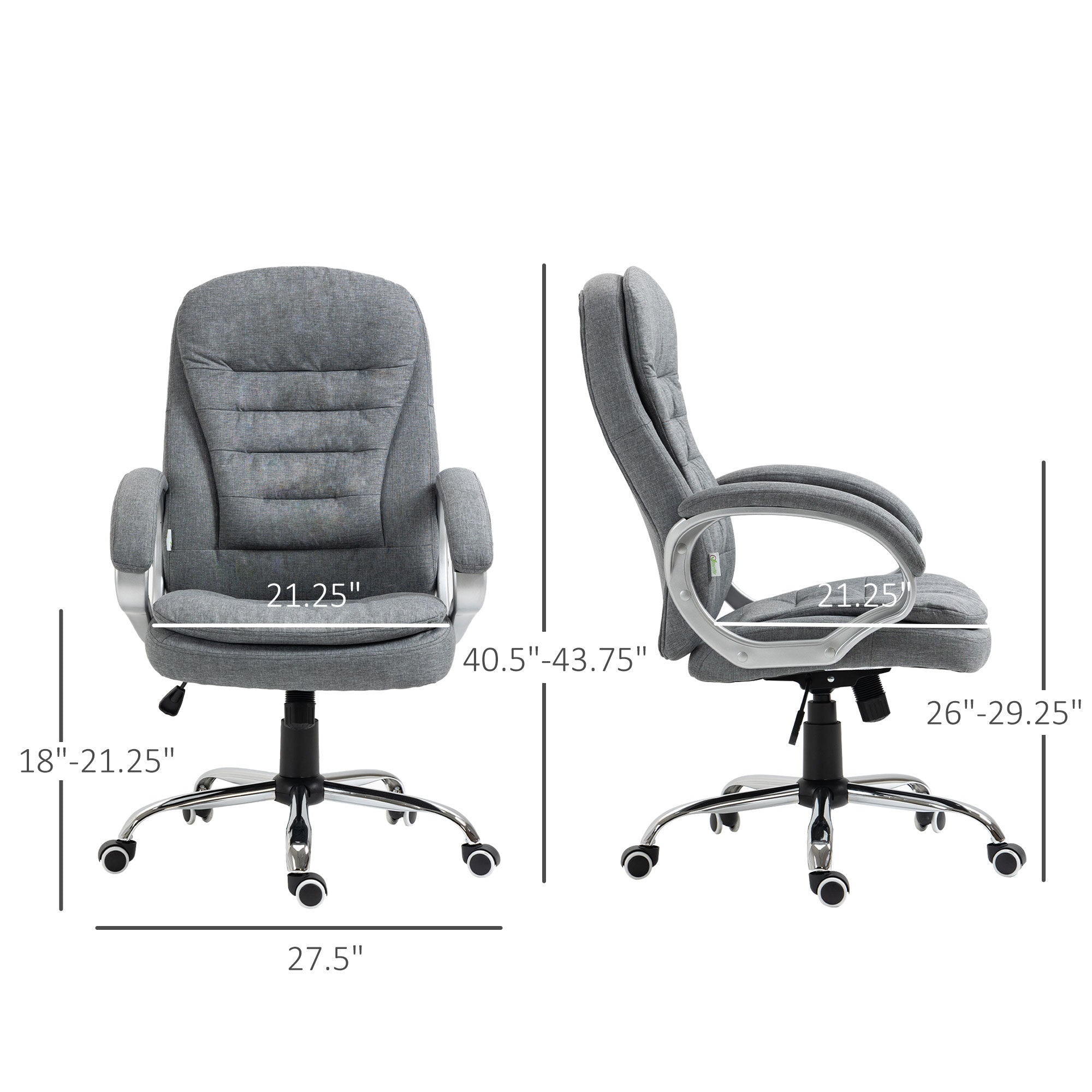High Back Home Office Chair with Adjustable Height - Grey