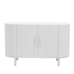 Curved Design Light Luxury Sideboard with Adjustable Shelves - White