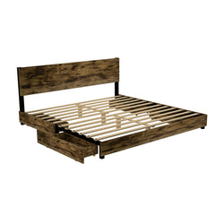 King-size bed frame, four-compartment storage headboard solid and stable, no noise, no spring box