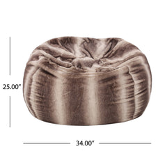 Modern Glam Faux Fur 3 Foot Bean Bag - Oak Brown