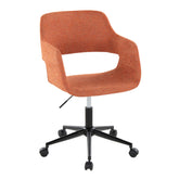 Margarite Contemporary Task Chair in Black Metal and Orange Fabric by LumiSource