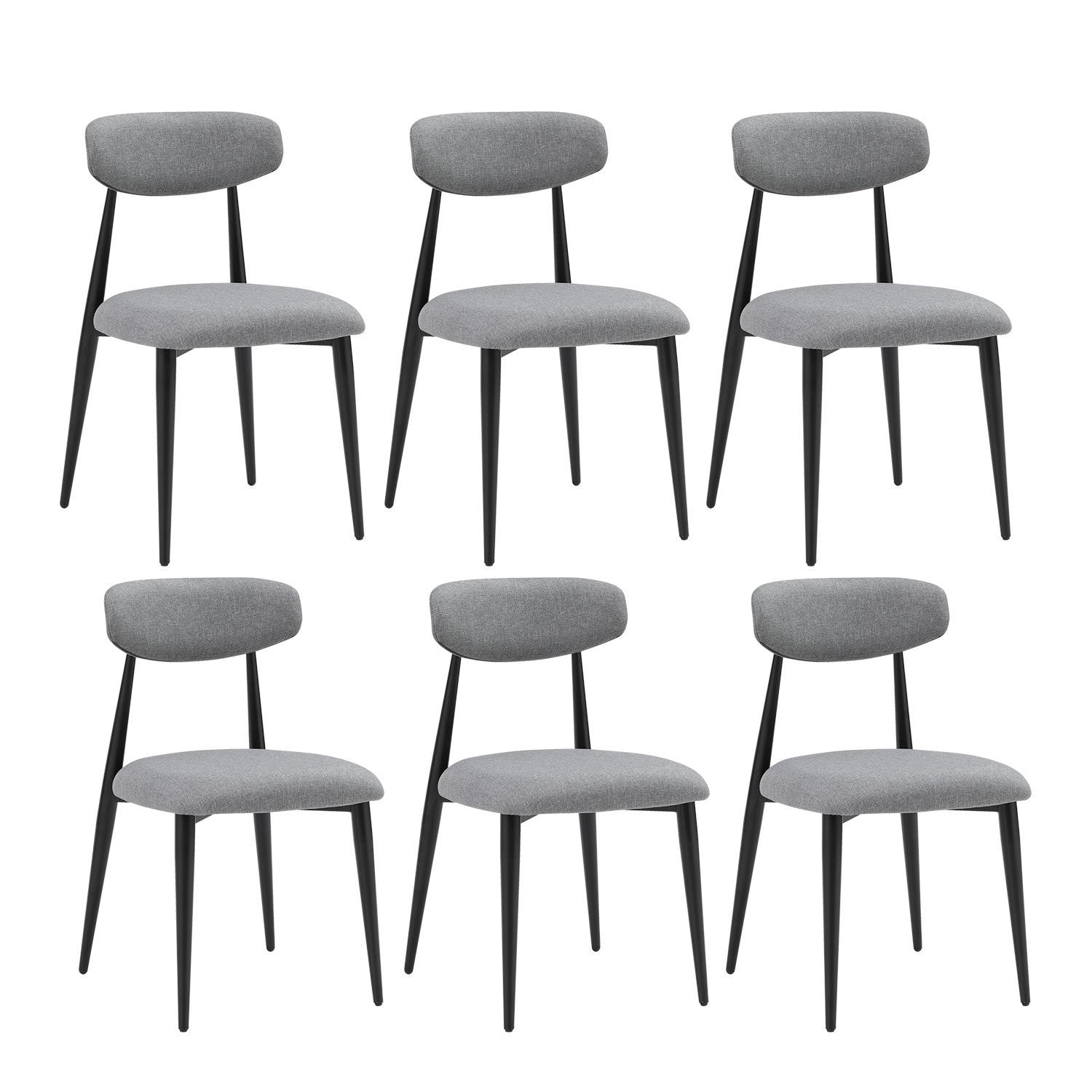 Dining Chairs Upholstered Chairs with Metal Legs (Set of 6) - Grey