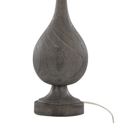 29" Farmhouse Table Lamp in Acid Griffin Wood Polyresin, Antique Soft Brass and Natural Linen Shade - Set of 2