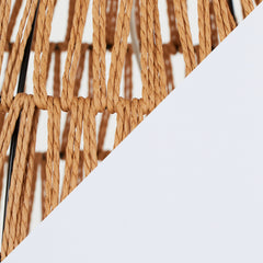 Boho 29" Contemporary Table Lamp in Natural Rope Rattan, Matte Black Metal and White Linen Shade