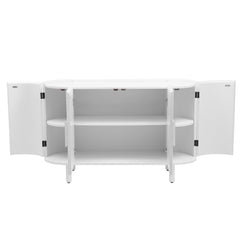Curved Design Light Luxury Sideboard with Adjustable Shelves - White