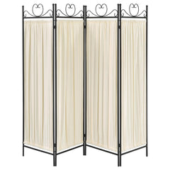 Beige and Black 4-panel Folding Screen