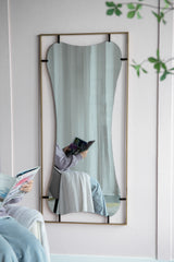 Poppy Mirror with Gold Metal Frame Contemporary Design Wall Decor 28x1.5x60"