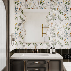 Wall Mirror 30x35 Inch Golden Rectangular Mirror with 2 Wavy Sides Metal Framed Mirror