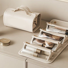 Travel Makeup Bag, Large Capacity Portable Cosmetic Storage Handbag, Waterproof