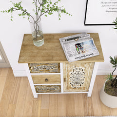 Hand-Carved Accent Cabinet with Vintage Charm - Versatile Storage and Distinctive Design - Fully Assembled