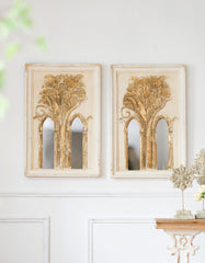 20.1x2x29.9' Mid-Century Modern Wall Mirror with Gold Leaf Details, Set of 2