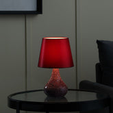 11" In Mosaic Red/Pink Glass Pattern Mini Polyresin Table Lamp