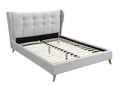 Modern Eastern King Bed - Light Gray Fabric