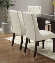 Modern Faux Leather White Tufted Dining Seat Chair (Set of 2) - White