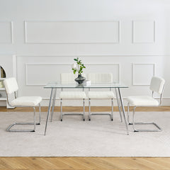 Luxury Dining Chairs with Silver Metal Legs (Set of 4) - White