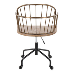 Farmhouse Adjustable Office Chair in Black Metal - White washed