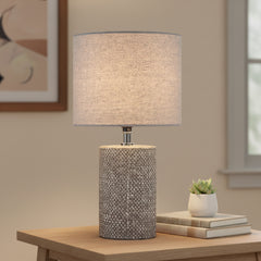 Grey Embossed Ceramic Table Lamp
