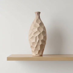 Modern Geometric Textured Tan Matte Finish Vase 14"