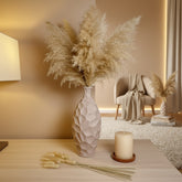 Modern Geometric Textured Tan Matte Finish Vase 14"