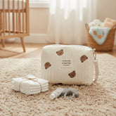 Baby Small Diaper Bear Bag, Mini Stroller Storage Bag, Quilted Cotton Cute Bag for Travel, Organizer Pouch 10x6x1in