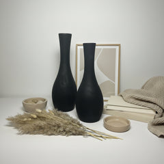 Modern Black Paulownia Wood Vase