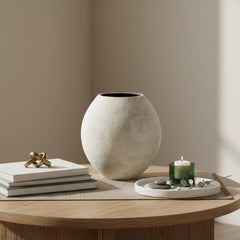 Minimalist Crater Style Glass Vase Beige 7.5"