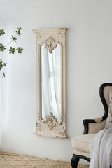 French Country Style Full Length Mirror with Solid Wood Frame 21.5"x59"