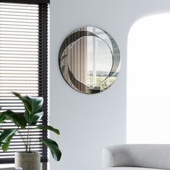 Wall-Mounted Silver Decorative Round Mirror 24 inch