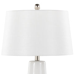 22" Contemporary Table Lamp with White & Gold Ceramic Body and White Shade