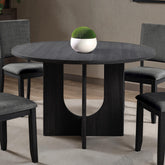 Classic Round Dining Table 1pc Dining Room Furniture Dark Gray U-shaped Pedestal Base Table