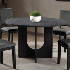 Classic Round Dining Table 1pc Dining Room Furniture Dark Gray U-shaped Pedestal Base Table