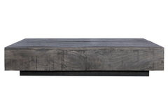 Charcoal Finish Solid Wood Low Profile Rough Coffee Table