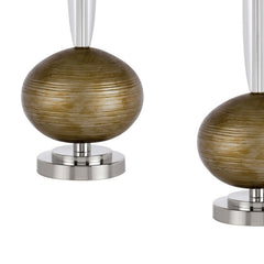 Table Lamp with Resin Ball Accent, Set of 2, Beige and Bronze