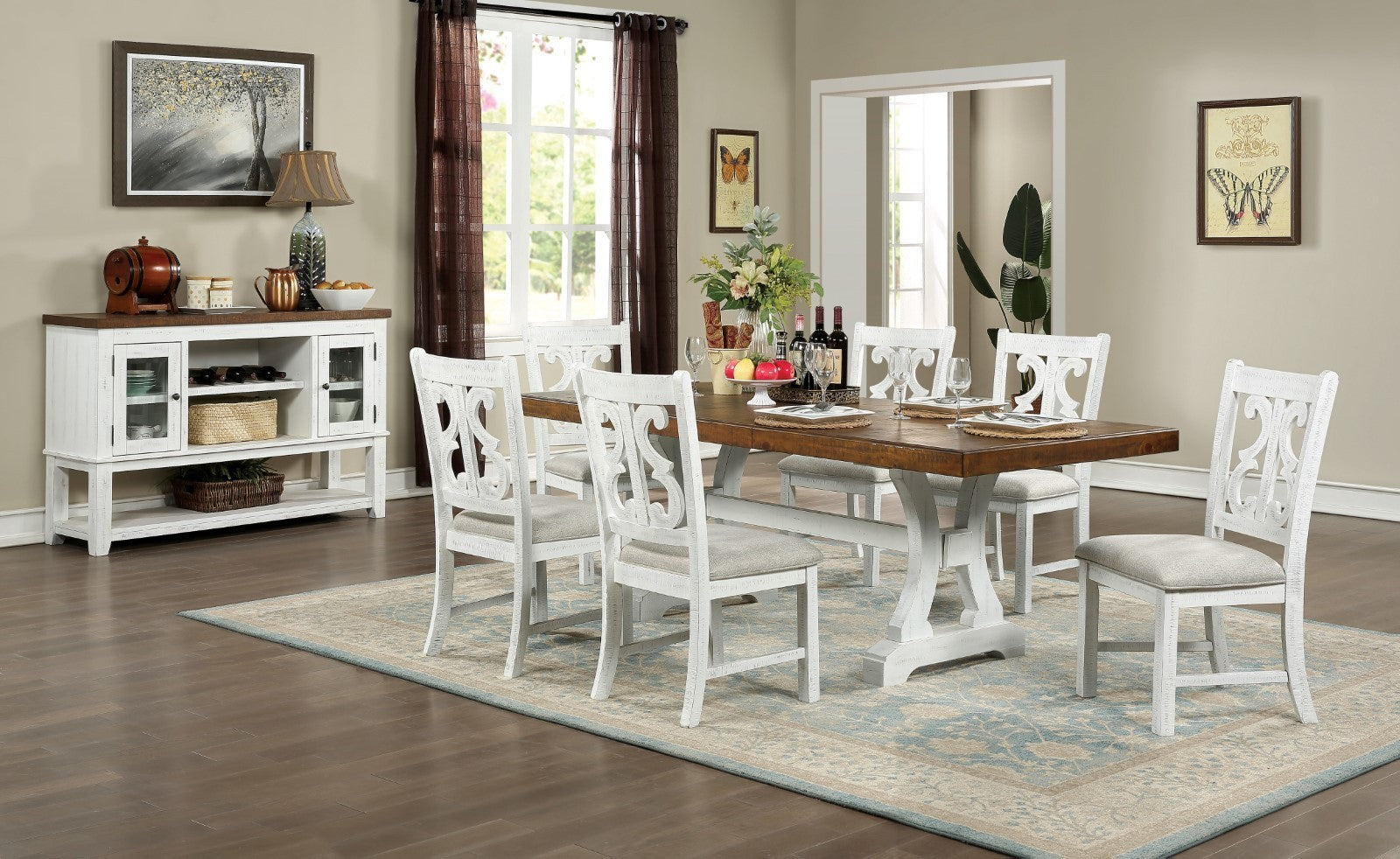 Distressed White 2pcs Dining Chairs