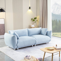 A Lovable Sofa with 2 Pillows and Metal Feet - Light Blue