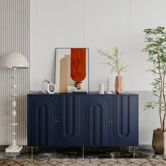 Modern Blue Lacquered 4 Door Wooden Cabinet Sideboard Buffet Server