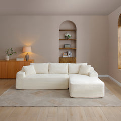 105'' Modular Sectional Sofa, Cloud Sectional Couch with Deep Seat, Modern Modular L-Shape Sofa Couch with Chaise,Upholstered Couches for Living Room Bedroom,No Assembly, (BEIGE)