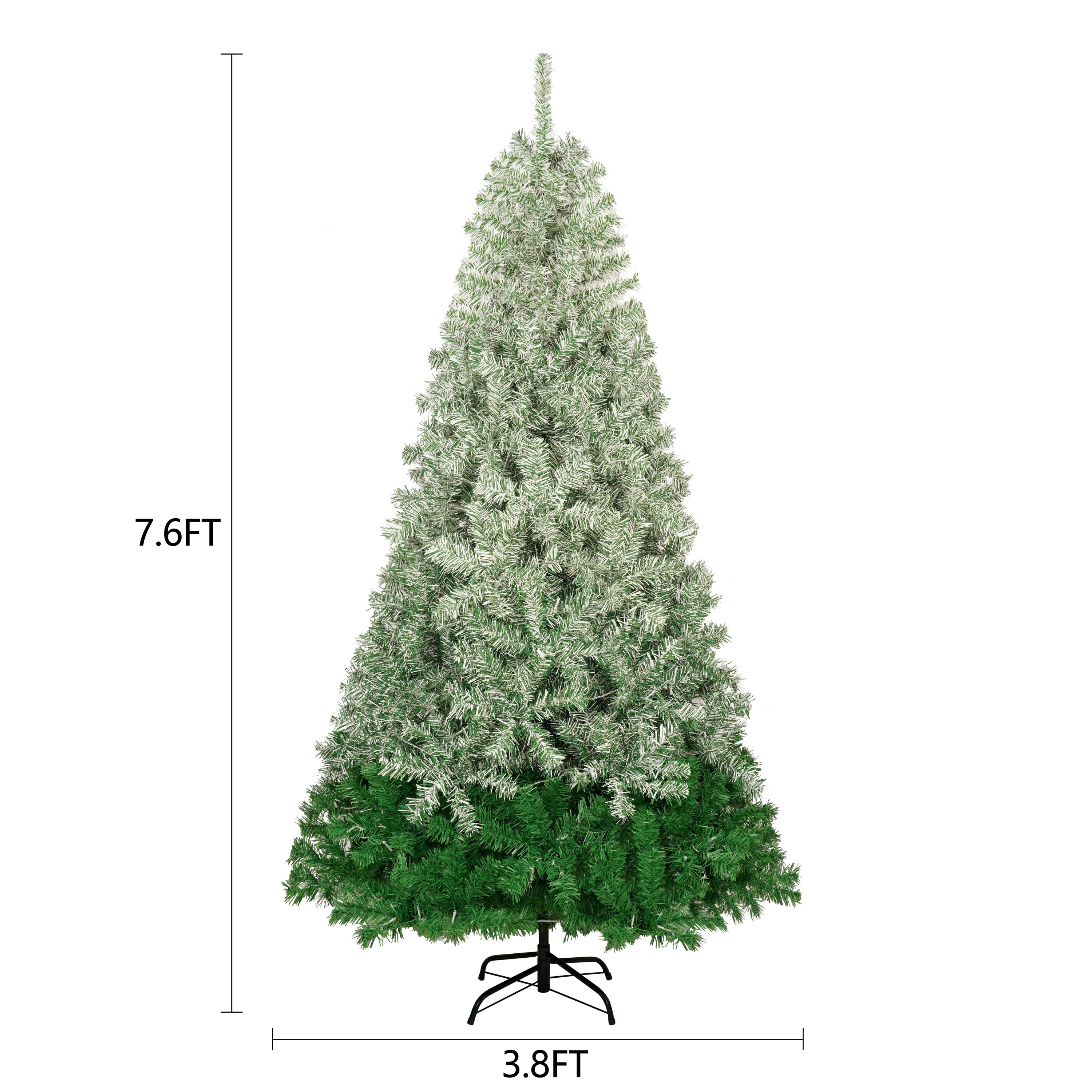 7.6 FT Classic Pine Tree Christmas Tree, Gradient Tree Design, Artificial PVC Tips and Sturdy Iron Frame, 300 cool white LED lights