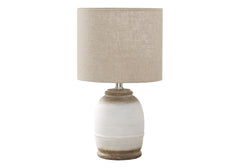 Lighting, 16"H, Cream Resin, Beige Shade, Contemporary