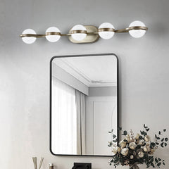 Vanity Lights With 5 LED Bulbs For Bathroom Lighting - Brushed Gold