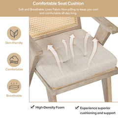 Accent Chair with Handcrafted Rattan Backrest and Padded Seat - Natural