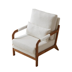 Modern Teddy Fabric Accent Chair Wood Frame - White