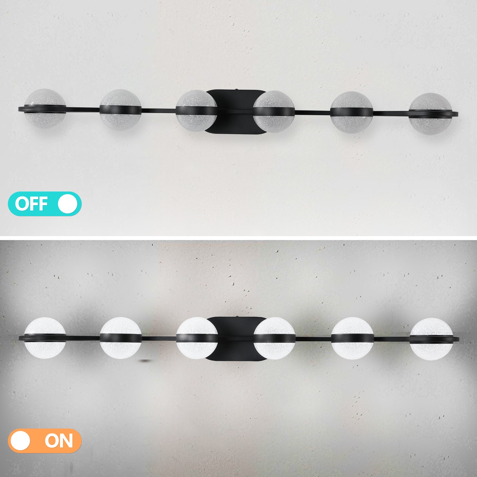 Vanity Lights With 6 LED Bulbs For Bathroom Lighting - Black