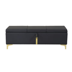 2-Pieces Bedroom Sets: Queen Size Upholstered Platform Bed + Storage Ottoman - Black