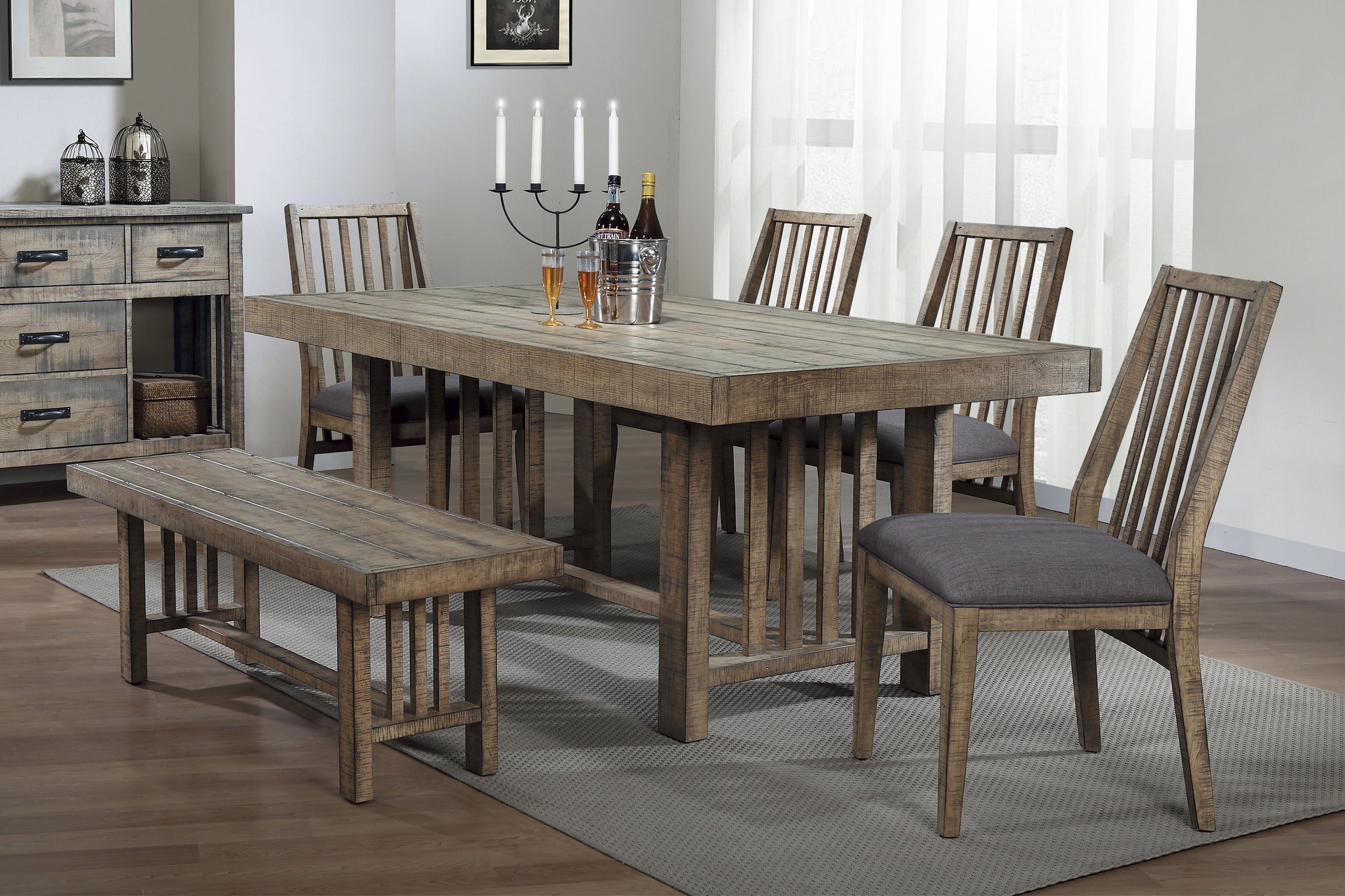 Classic Stye Dining Table 1pc Distressed Light Brown Finish Wood Rustic Design Dining Furniture (without chiars)
