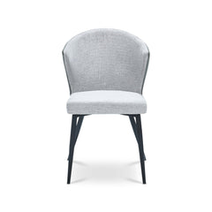 Set of 2 - Modern Minimalist Gray Dining Chairs, Carbon Steel Legs