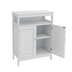 Bathroom Standing Storage with Double Shutter Doors Cabinet - White